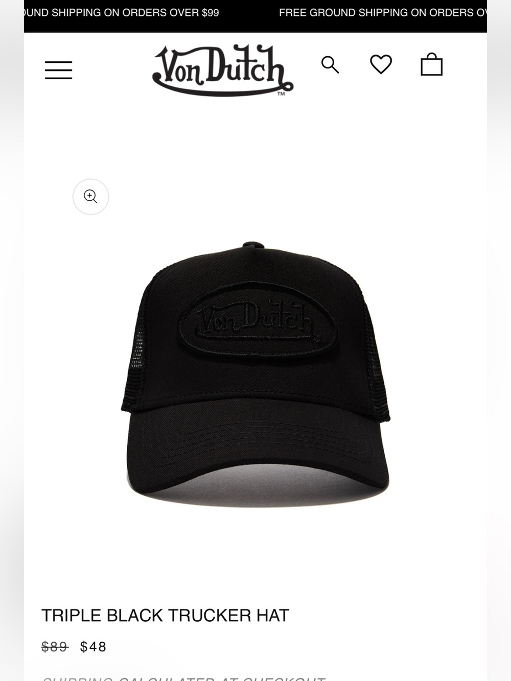 Von Dutch Classic Black Mesh Hat